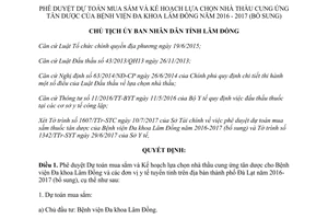 Quyết định 1587/QĐ-UBND 2017 lựa chọn nhà thầu tân dược Bệnh viện Đa khoa Lâm Đồng 2016 2017