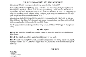 Quyết định 2045/QĐ-UBND 2017 Kế hoạch phòng chống tội phạm Bình Thuận 2020