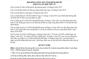 Nghị quyết 32/2017/NQ-HĐND quyết định chủ trương đầu tư dự án nhóm B trọng điểm C Bình Phước