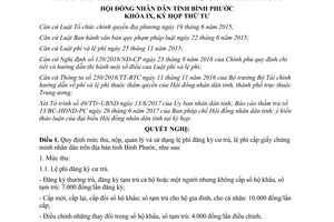 Nghị quyết 43/2017/NQ-HĐND mức thu nộp đăng ký cư trú chứng minh nhân dân Bình Phước