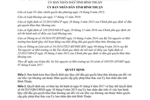 Quyết định 20/2017/QĐ-UBND đấu giá quyền khai thác khoáng sản thẩm quyền cấp tỉnh Bình Thuận