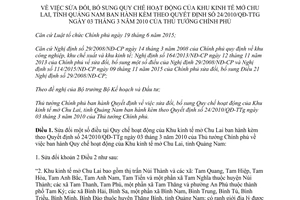 Quyết định 32/2017/QĐ-TTg sửa đổi 24/2010/QĐ-TTg Quy chế hoạt động Khu kinh tế mở Chu Lai