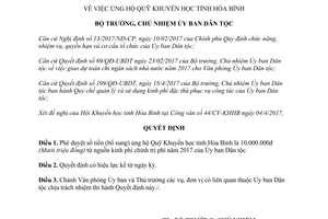 Quyết định 435/QĐ-UBDT 2017 Quỹ Khuyến học tỉnh Hòa Bình