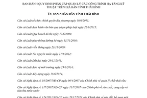 Quyết định 08/2017/QĐ-UBND Quy định phân cấp Quản lý các công trình hạ tầng kỹ thuật Thái Bình