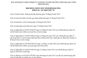 Nghị quyết 02/2017/NQ-HĐND nhiệm vụ chi bảo vệ môi trường Bình Dương