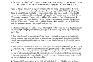 Thông báo 320/TB-VPCP 2017 kết luận Phó Thủ tướng Vương Đình Huệ bổ sung huyện nghèo