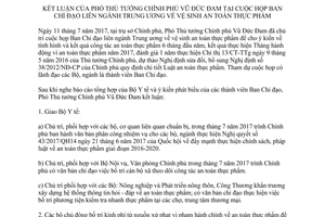 Thông báo 321/TB-VPCP 2017 kết luận Phó Thủ tướng Chính phủ về vệ sinh an toàn thực phẩm