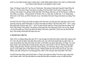 Thông báo 322/TB-VPCP 2017 Hội nghị thực hiện Quy chế phối hợp Chính phủTổng Liên đoàn lao động