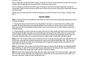 Quyết định 2225/QĐ-UBND 2017 công bố Bộ thủ tục hành chính thuộc thẩm quyền Sở Y tế An Giang