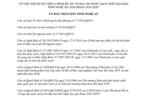 Quyết định 3284/QĐ-UBND 2017 phê duyệt điều chỉnh Đề án Cung cấp nước sạch Nghệ An