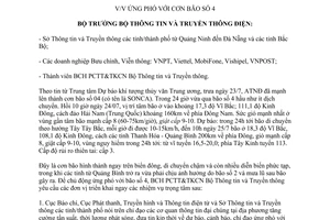 Công điện 05/CĐ-BTTTT 2017 công tác ứng phó với cơn bão số 4