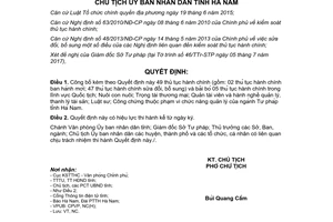 Quyết định 1132/QĐ-UBND 2017 công bố thủ tục thuộc phạm vi chức năng quản lý Tư pháp Hà Nam