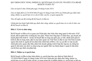 Nghị định 86/2017/NĐ-CP chức năng nhiệm vụ quyền hạn cơ cấu tổ chức Bộ Kế hoạch Đầu tư