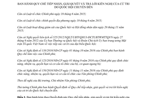 Quyết định 33/2017/QĐ-TTg tiếp nhận giải quyết và trả lời kiến nghị của cử tri Quốc hội chuyển đến