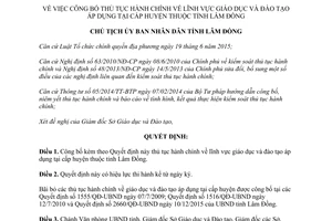 Quyết định 1631/QĐ-UBND 2017 thủ tục hành chính lĩnh vực giáo dục đào tạo cấp huyện Lâm Đồng