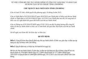 Quyết định 1632/QĐ-UBND 2017 thủ tục hành chính lĩnh vực giáo dục đào tạo cấp xã Lâm Đồng