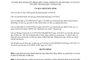 Quyết định 37/2017/QĐ-UBND chức năng nhiệm vụ quyền hạn cơ cấu Sở Giáo dục Đào tạo Hà Tĩnh