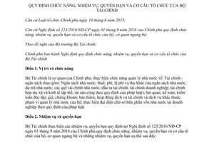 Nghị định 87/2017/NĐ-CP chức năng nhiệm vụ quyền hạn và cơ cấu tổ chức của Bộ Tài chính