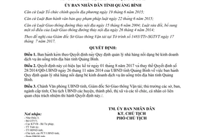 Quyết định 25/2017/QĐ-UBND nhà hàng nổi dạng bè kinh doanh dịch vụ ăn uống Quảng Bình