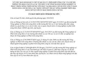 Quyết định 13/2017/QĐ-UBND quản lý thông tin báo cáo ngành nông nghiệp nông thôn Hưng Yên