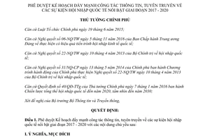 Quyết định 1117/QĐ-TTg 2017 Kế hoạch đẩy mạnh công tác thông tin tuyên truyền hội nhập quốc tế