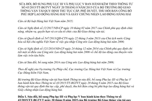 Thông tư 24/2017/TT-BGTVT sửa đổi 43/2015/TT-BGTVT Bản công bố phù hợp lao động hàng hải