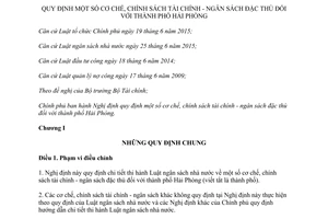 Nghị định 89/2017/NĐ-CP cơ chế chính sách tài chính ngân sách đặc thù thành phố Hải Phòng
