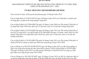 Quyết định 31/2017/QĐ-UBND hỗ trợ xây dựng công trình xử lý chất thải chăn nuôi Hồ Chí Minh