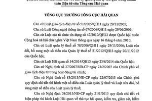 Quyết định 2596/QĐ-TCHQ 2017 sửa đổi 384/QĐ-TCHQ thông tin tờ khai hải quan điện tử
