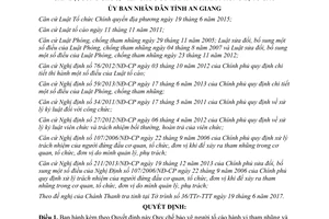 Quyết định 33/2017/QĐ-UBND bảo vệ người tố cáo xử lý người có hành vi tham nhũng An Giang