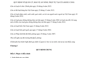 Nghị định 77/2017/NĐ-CP quy định quản lý bảo vệ an ninh trật tự tại cửa khẩu cảng