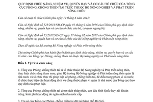 Quyết định 26/2017/QĐ-TTg chức năng cơ cấu Tổng cục Phòng chống thiên tai Bộ Nông nghiệp