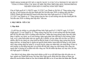 Kế hoạch 160/KH-UBND 2017 triển khai Nghị quyết 11-NQ/TU bảo vệ môi trường Hà Nội 2020