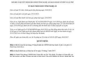 Quyết định 52/2017/QĐ-UBND bãi bỏ 19 Quyết định phí lệ phí Nghệ An