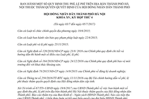 Nghị quyết 02/2017/NQ-HĐND thu phí lệ phí thẩm quyền Hội đồng nhân dân Hà Nội