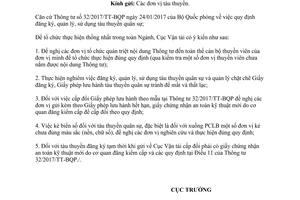 Công văn 1122/VT-TT 2017 thực hiện Thông tư 32/2017/TT-BQP sử dụng tàu thuyền quân sự