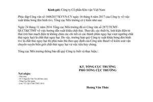 Công văn 1794/TCMT-QLCT&CTMT 2017 xuất khẩu chất thải