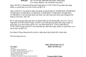 Công văn 9477/QLD-ĐK 2017 đính chính quyết định cấp số đăng ký thuốc sản xuất trong nước