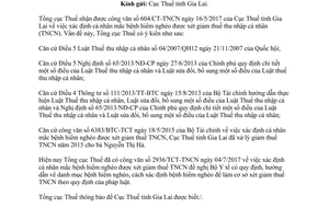 Công văn 3008/TCT-TNCN 2017 giảm thuế thu nhập cá nhân mắc bệnh hiểm nghèo