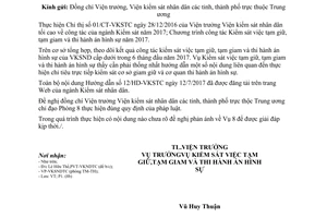 Công văn 2565/VKSTC-V8 2017 Hướng dẫn trực tiếp kiểm sát Cơ sở giam giữ thi hành án hình sự