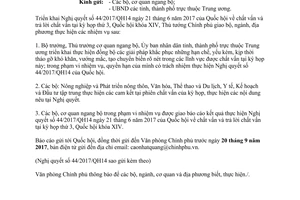 Công văn 7531/VPCP-QHĐP 2017 thực hiện Nghị quyết 44/2017/QH14