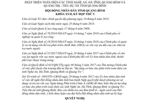 Nghị quyết 17/2017/NQ-HĐND sử dụng trả nợ vốn vay Ngân hàng Phát triển Châu Á Quảng Bình