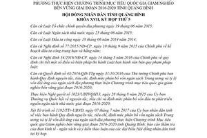 Nghị quyết 18/2017/NQ-HĐND phân bổ vốn ngân sách trung ương Giảm nghèo Quảng Bình 2020