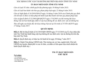 Quyết định 22/2017/QĐ-UBND bãi bỏ 61/2010/QĐ-UBND xếp loại cước vận tải đường bộ Tây Ninh