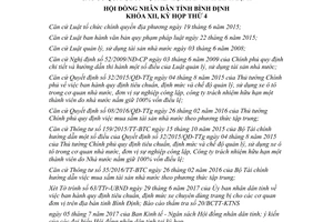 Nghị quyết 58/2017/NQ-HĐND tiêu chuẩn ô tô chuyên dùng trang bị cơ quan đơn vị Nhà nước Bình Định