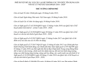 Decision 1058/QD-TTg Restructuring system of credit institutions associated with settlement of bad debts