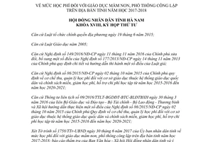 Nghị quyết 10/2017/NQ-HĐND học phí giáo dục mầm non phổ thông công lập Hà Nam 2017 2018