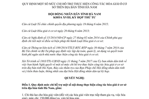 Nghị quyết 12/2017/NQ-HĐND mức chi hỗ trợ thực hiện công tác hòa giải ở cơ sở Hà Nam