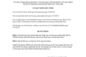 Quyết định 2012/QĐ-UBND 2017 Danh mục văn bản quy phạm pháp luật Ủy ban hết hiệu lực Hà Tĩnh