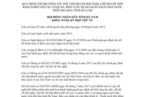 Nghị quyết 05/2017/NQ-HĐND chi hội nghị chi tiếp khách cơ quan đơn vị sử dụng ngân sách Hà Nam